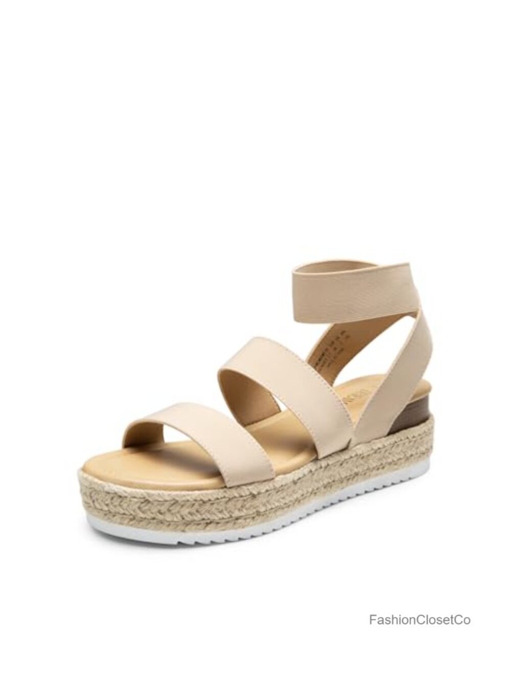 Strappy Espadrille Platform Wedge Sandals with Stretchy Straps, Anti-Slip Vegan - Picture 1 of 6